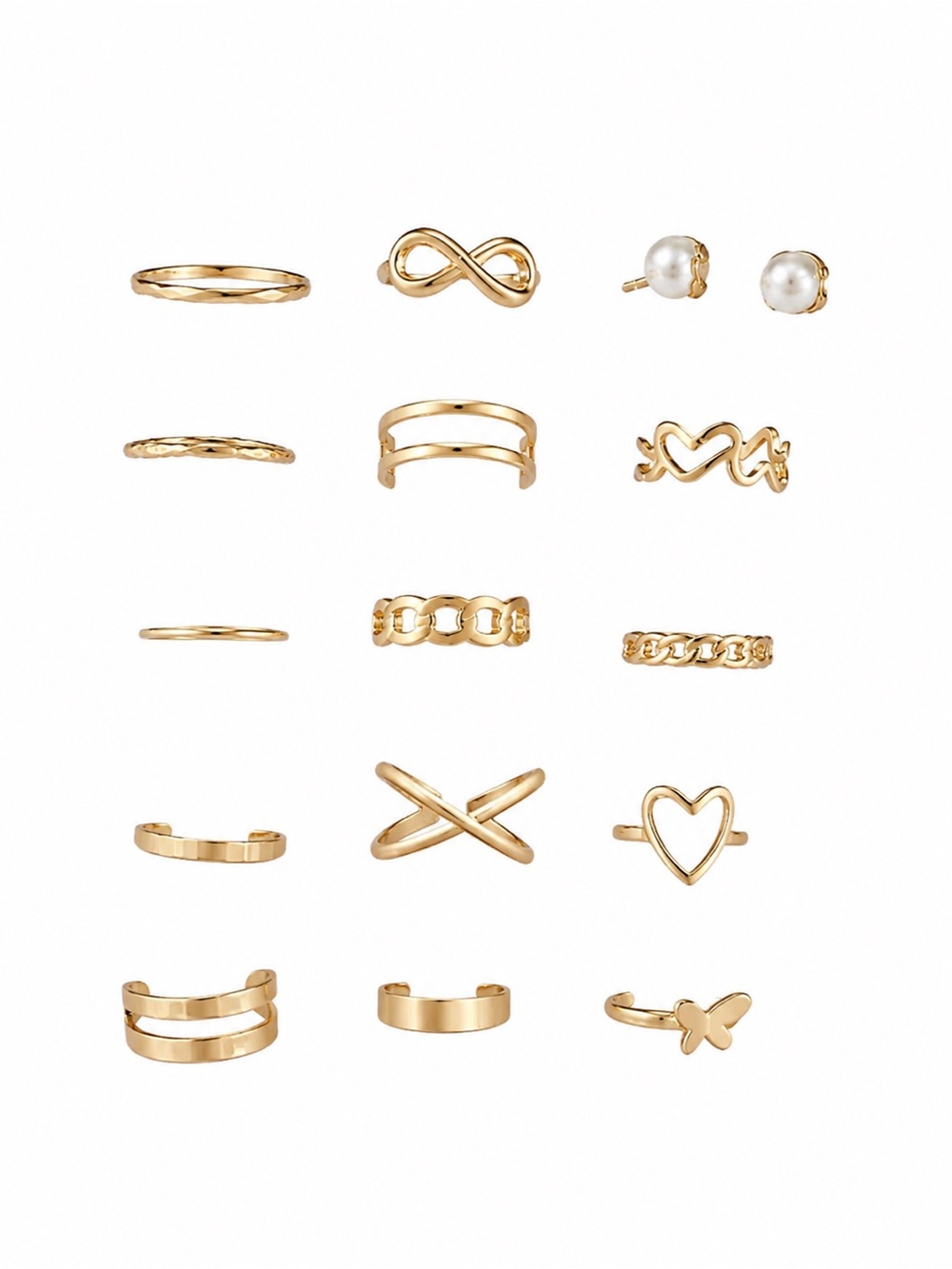 Target Gold Tone 15-Piece Women's Stackable Ring and Earring Set